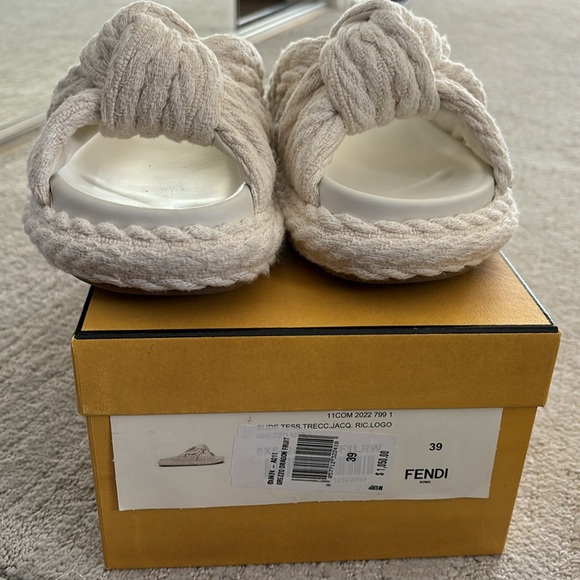 Fendi Cream Knotted Sandals - Picture 2 of 6